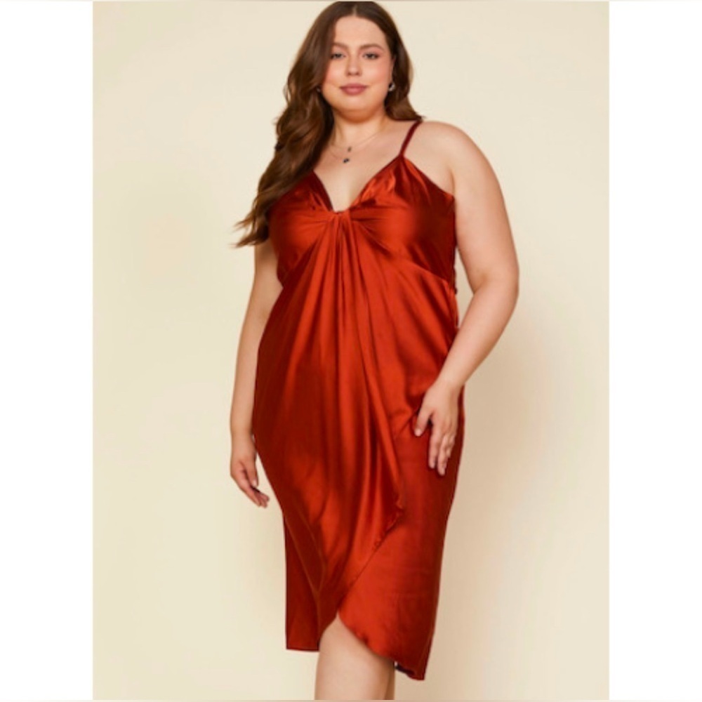 Skies Are Blue for Vada Winter Rust Slip Dress, Curvy